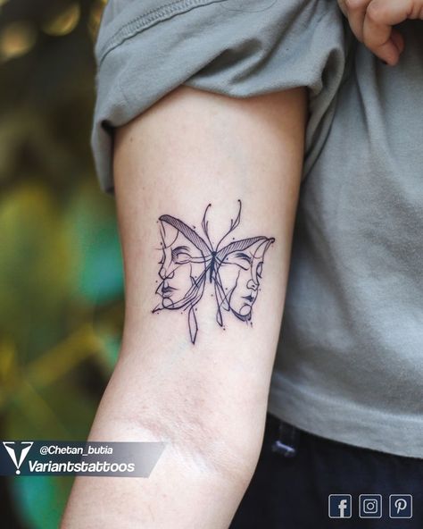 Gemini Tattoo With Butterfly, Gemini Tattoo Butterfly, Butterfly Gemini Tattoo, Gemini Couple Tattoos, Gemini Butterfly, Gemini Tattoos, Gemini Tattoo Designs, Twin Tattoos, Health Tattoo