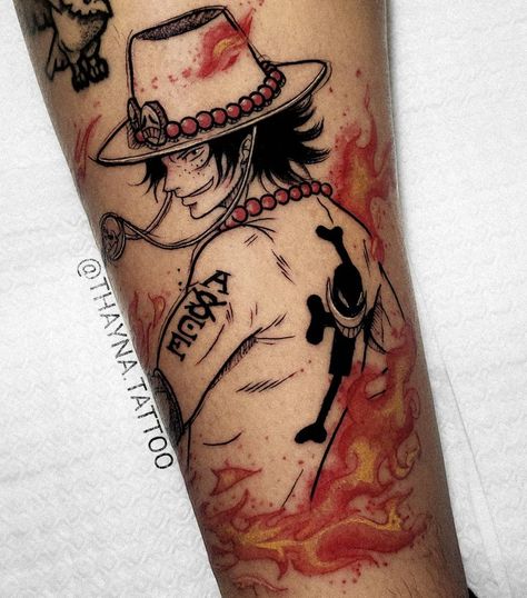 Ace Tattoos One Piece, Portgas D Ace Tattoo Ideas, One Piece Back Tattoo, Nami Tattoo One Piece, Ace One Piece Tattoo Ideas, One Piece Sleeve Tattoo, Ace Tattoo Ideas, Portgas D Ace Tattoo, Ace D Portgas