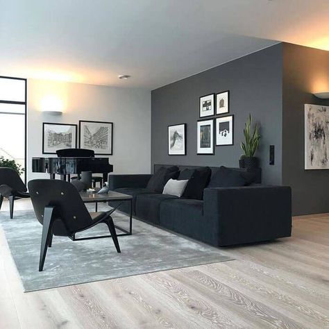 #homedecor Grey Walls Living Room, Black Living Room Decor, Black Living Room, Small Living Room Decor, Living Room Decor Modern, Decor Home Living Room, Living Room Decor Apartment, Living Room Inspo, Living Room Grey