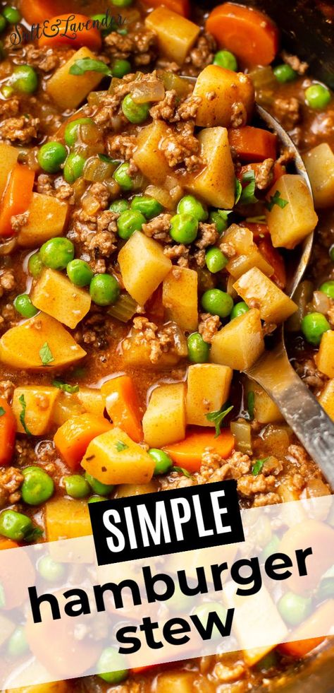 Ground Beef Stew Recipes, Stew Recipes Crockpot, Ground Beef Stews, Hamburger Stew, Easy Hamburger, Homemade Soup Recipe, Beef Casserole Recipes, Beef Stew Recipe, Stew Recipe