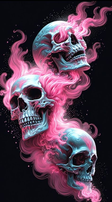 Pink Skull Wallpaper, Skull Artwork Illustrations, Skull Pics, Colorful Skull Art, Sugar Skull Artwork, Skull Art Drawing, Tattoed Women, Psychadelic Art, Skull Artwork