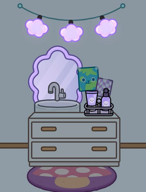 Toca Boca Hair Salon, Bad Room Ideas, Toca Life World Aesthetic Pfp, Toca Ideas, Purple Bathroom, Preppy School Supplies, 30 Day Drawing Challenge, Free House Design, Aphmau Fan Art