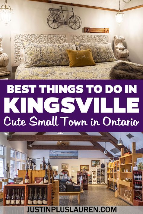 There are so many amazing things to do in Kingsville Ontario. Spend a wonderful weekend in this quaint and charming small town in Ontario. Things to do in Ontario | Small towns Ontario | Ontario cute towns | Weekend getaways in Ontario | Road trip Ontario | Couples trips in Ontario | Romantic trips in Ontario | Ontario road trip ideas | Places to visit in Ontario | Places to visit in southwestern Ontario Couples Trips, Kingsville Ontario, Ontario Canada Travel, Romantic Trips, Ontario Road Trip, Ontario Place, Canada Vacation, Adventure Ideas, Ontario Travel