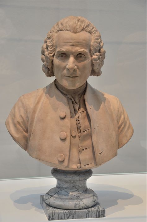 Jean-Antoine HOUDON (1741-1828): Portrait of the writer and philosopher Jean-Jacques ROUSSEAU (1779) | Terracotta, pedestal in marble | Louvre Lens (France) : la galerie du temps | Photo : Hervé Leyrit Jean Jacques Rousseau, Bust Statue, Angel Sculpture, The Writer, Portrait Sculpture, Sculptures & Statues, Louvre, Marble, Angel