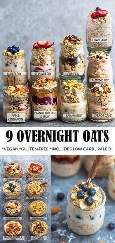 Makanan Rendah Kalori, Vegan Overnight Oats, Easy Overnight Oats, Oat Recipes Healthy, Plats Healthy, Overnight Oats Recipe Healthy, Overnight Oat, Overnight Oats Healthy, Overnight Oatmeal