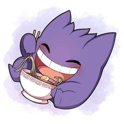 Cute Gengar Art, Gengar Pokemon Art, Kawaii Gengar, Gengar Cute, Cute Gengar, Gengar Art, Gengar Evolution, Gengar Tattoo, Haunter Pokemon