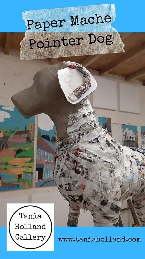 Paper Mache Dog How To Make A, Paper Mache Dog Diy, Paper Mache Dogs, Paper Mache Dog, Hachiko Statue, Porch Goose, Easy Hand Drawings, Mache Art, Halloween Office