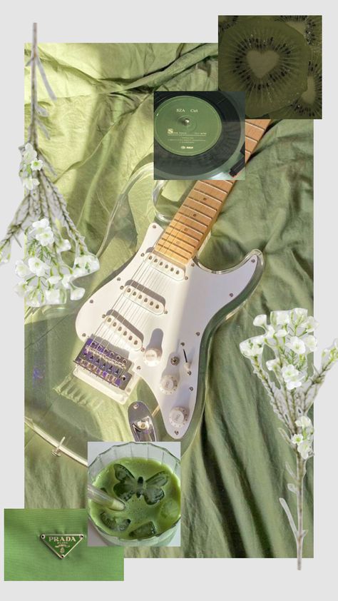 #green #summer #greenthings #guitar #flowers #greenqueen Guitar Flowers, Flower Guitar, Green Guitar, Green Music, Green Electric, Green Queen, Black Love Art, Cute Wallpaper For Phone, Wallpaper Collection