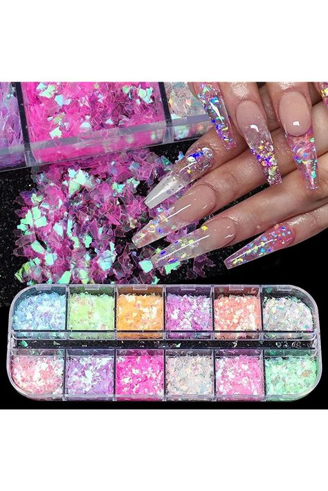 12 Grids 3D Mermaid Nail Sequins Glitter Holographic Design Nail Art Supplies Iridescent Glitter Nail Foil Flakes Ice Through Nail Art Sequins Laser Nail Decals for Women DIY Acrylic Nail Decorations 3d Mermaid, Mermaid Nail Art, Mermaid Nail, Nails Minimalist, Holographic Design, New Years Nail Art, Nail Sequins, Iridescent Foil, Nail Foil