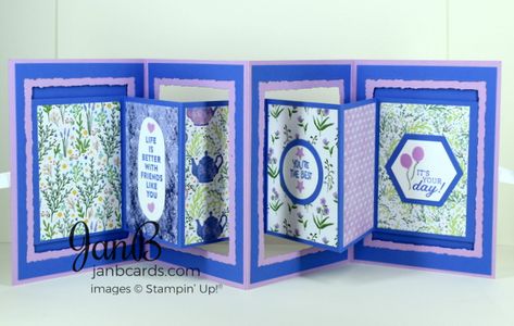 Multi Panel Accordion Fold Card, Xmas Cards Handmade, Card Shapes, Accordion Cards, Gatefold Cards, Accordion Fold, Stamp Tutorial, Fun Folds, Card Folds