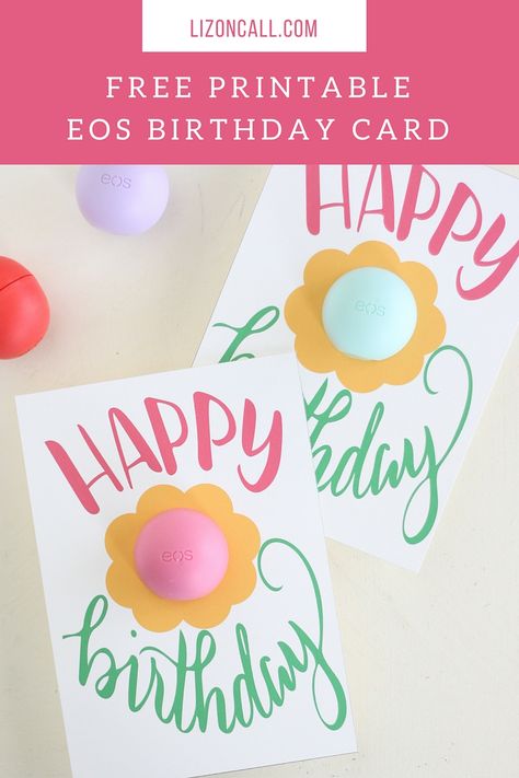 Know someone having a birthday and you want to give them a little something? Print off one of the free printable EOS birthday gift cards for a simple but super cute birthday gift. Teacher Birthday Card, Kartu Ulang Tahun Diy, Relief Society Birthday, Free Birthday Gifts, Happy Birthday Printable, Teachers Diy, Birthday Gift Cards, Ideas Craft, Birthday Cards For Women