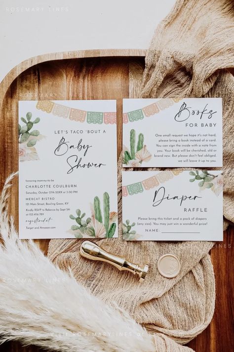 17+ Taco Bout a Baby Shower Theme Ideas - One Sweet Nursery Cactus Gender Reveal Ideas, Cactus Invitation Template, Mexican Baby Shower Invitation, Mexican Boho Baby Shower Theme, Neutral Fiesta Theme Party, Palm Springs Baby Shower Theme, Vintage Mexican Baby Shower Theme, Desert Themed Baby Shower Ideas, Spanish Baby Shower Theme