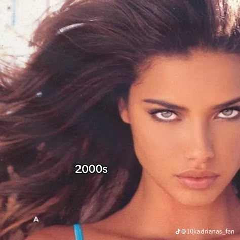 Adriana Lima Early 2000s, 2000s Beauty, Adriana Lima Face, 90’s Makeup, Adrina Lima, Weird Makeup, Adriana Lima Style, Megan Denise Fox, Adriana Lima Victoria Secret