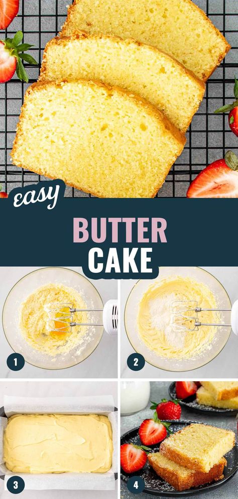 Whip up nostalgia with this classic Butter Cake recipe! Perfectly moist and delightfully simple, it's a must-try for any baker. 🍰 #ButterCake #EasyBaking Butter Loaf Cake, Easy Butter Cake Recipe, Cake Loaves, Buttery Recipes, Best Pound Cake Recipe, Butter Cakes, Butter Pound Cake, Easy Cakes To Make, Joy Of Baking