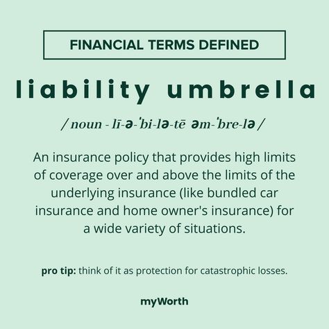 Never say never! Life happens. What if that old deck caves in and multiple people get injured? What if the other people involved sue you??  It's never fun to think about worst case scenarios, but it sure feels good knowing you have a plan for the worst case. Enter liability umbrella policies.  Having a strong financial plan in place is the key to the achieving the peace of mind you want. Don't know where to start? Check out our Financial Foundations course on myWorth Academy (link in bio). Financial Burden Quotes, Finance Terms, Financial Terms, Poor Financial Choices Quotes, Understanding Financial Statements, Financial Rules Personal Finance, Financial Plan, Never Say Never, Worst Case Scenario