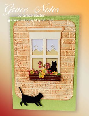 A Fall birthday card for a friend who loves cats. Fall Birthday Card, Birthday Card For A Friend, Fall Window Boxes, Card For A Friend, Window Cards, Handmade Greeting Cards, Birthday Card Design, Fall Birthday, Die Cut Cards