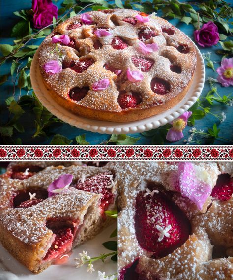 Gather Victoria – ANCESTRAL FOOD. HERBAL WISDOM. MAGICAL COOKERY. SEASONAL CELEBRATION. Summer Solstice Meals, Strawberry Rose Cake, Pagan Food, Hosting Inspiration, Summer Solstice Party, Cottagecore Recipes, Solstice Party, Pagan Holidays, Strawberry Rose