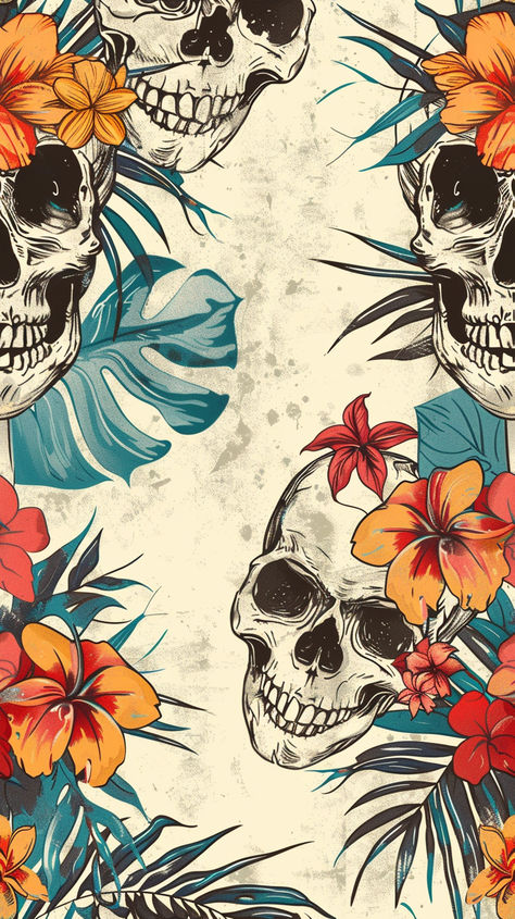 luau skull artwork, skull background, skull wallpaper October Wallpaper Facebook Cover, Summer Spooky Wallpaper, Gothic Summer Wallpaper, Summerween Background, Halloween Wallpaper Apple Watch, Summer Ween Wallpaper, Summer Halloween Wallpaper, Goth Summer Wallpaper, Summerween Aesthetic Wallpaper