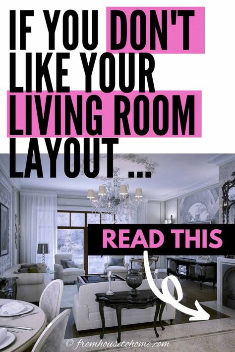 If You Don't Like Your Living Room Layout... | Interior Decorating Tips Focal Point Living Room, How To Arrange Living Room, Arrange Living Room Furniture, Living Room Furniture Arrangement Ideas, Awkward Living Room Layout, Contemporary Family Rooms, Furniture Arrangement Ideas, Room Layout Design, Tv Fireplace