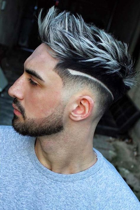 Grey Hair Color Men, Men Hair Color Highlights, Men Haircut Undercut, Silver Hair Men, Undercut Fade, Mens Hairstyles Fade, Mens Haircuts Short Hair, Grey Hair Men, Gents Hair Style