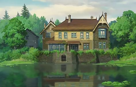 Ghibli House Aesthetic, Studio Ghibli Houses, Ghibli Houses, Ghibli Reference, Ghibli House, Old Japanese House, Anime Houses, Anime House, Studio Ghibli Background