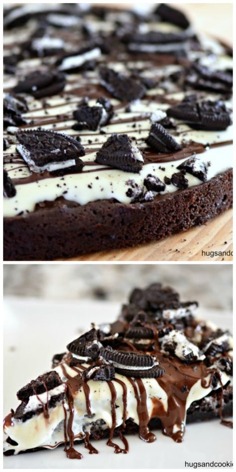 Chocolate Pizza Dessert, Brownie Pizza Ideas, Chocolate Dessert Pizza, Desert Pizza, Pizza Brownie, Brownie Pizza, Dessert Pizza Recipes, White Chocolate Brownies, Sweet Pizza