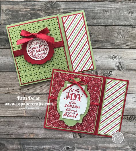 Bold printed papers and simple shapes make for stunning gift card holders ~ by Patti Dolan at P.S. Paper Crafts with instructions and video Gift Card Holders Stampin Up, Gift Card Holder Diy, Handmade Christmas Cards, Gift Cards Money, Christmas Gift Card Holders, Gift Card Holders, Stampin Up Christmas Cards, Christmas Gift Card, Money Cards