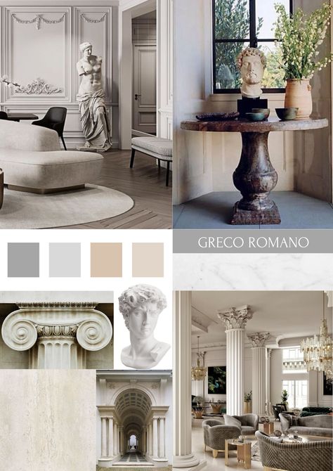 Neoclassic Color Palette, Ancient Rome Interior Design, Neo Classical Color Palette, Selling Clothes Photo Ideas, Roman Interior Design, Roman Interior, Neoclassic Interior, Office Decore, Ancient Houses