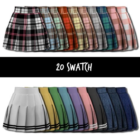 LSim female pleated skirt | LSim | sims 4 cc custom content #ts4cc clothing Sims 4 Cc Clothes Female Casual, Sims 4 Cc Ultimate Collection Clothes, Sims4 Skirt Cc, Skirt Cc Sims 4, Sims 4 Cc Bottoms Female, Ts4 Cc Skirt, Sims 4 Skirts Cc, Ts4 Cc Alpha, Sims 4 Skirt Cc