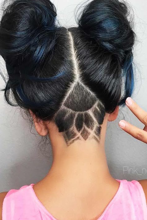 18 Awesome Ideas with an Undercut for Daring Women ★ Cute Colorful Undercut Ideas with Hair Tattoos Picture 6 ★ See more: http://glaminati.com/undercut-hairstyle-women/ #undercut #undercuthairstyle Undercut Long Hair Design, Female Undercut Long Hair, Undercut Hair Designs, Long Hair Designs, Undercut Hair, Undercut Hairstyles Women, Undercut Long Hair, Undercut Designs, Shaved Hair Designs