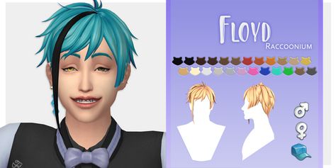 Floyd hair+earrings Sims 4 Twisted Wonderland, Sims 4 Cc Twisted Wonderland, Los Sims 4 Mods, Sims 4 Cheats, Floyd Leech, Hair Earrings, Sims 4 Anime, Pelo Sims, Sims 4 Body Mods