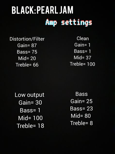 Hope this helps if your looking to play black :) Amp Settings, Pearl Jam, To Play, Jam, Music, Black