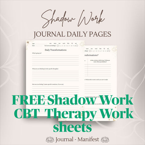 free shadow work journal cbt therapy worksheets writing therapy personal improvement personal development inner child healing subconscious work limiting beliefs fear guide workbook self care wellness Shadow Work Workbook Free, Free Shadow Work Journal, Shadow Work Journal Printable Free, Free Shadow Work Printables, Free Cbt Therapy Worksheets, Healing From The Past, Cbt Therapy Worksheets, Free Monthly Planner, Free Digital Planner