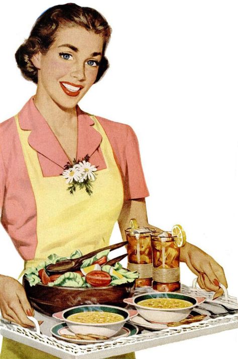 hostess Vintage Housewife, Retro Housewife, An Apron, Retro Ads, Images Vintage, Photo Vintage, Vintage Life, Vintage Recipes, Vintage Pictures