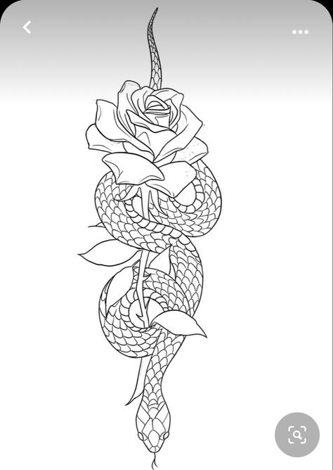 Snake And Rose Tattoo, Tattoos Minimal, Rose Tattoo Stencil, Tools Tattoo, Procreate Tattoo, Flores Tattoo, Tattoo Outline Drawing, Snake Tattoo Design, Tattoo Stencil Outline