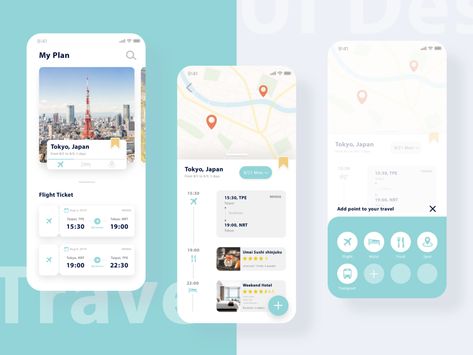 Travel Planner by Liu Chia Hua on Dribbble Trip Planner App, Desain Ux, Travel Agency Website, Ui Design Mobile, Ui Ux 디자인, Desain Ui, Planning App, Application Mobile, App Design Inspiration