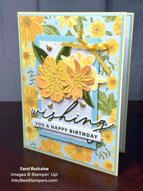 Stampin’ Up! Sneak Peek – Delightful Wishes Birthday Card – Inky Bee Stampers Calendar Kit, Daisy Cards, Craft Club, Designer Series Paper, Flower Stamp, Stamping Up Cards, Some Cards, Card Making Techniques, Card Making Inspiration