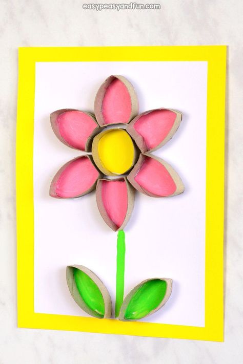 Flower Toilet Paper Roll Craft - Easy Peasy and Fun Paper Roll Flowers, Toilet Paper Roll Craft, Lion Craft, Roll Craft, Fox Crafts, Creative Kids Crafts, Craft Easy, Spring Crafts For Kids, Toilet Paper Roll Crafts