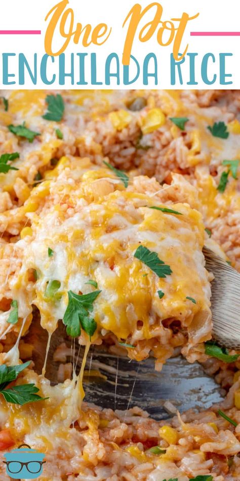 Enchilada Rice Recipe, Mexican Rice With Enchilada Sauce, Mexican Rice Enchilada Sauce, Dinner With Enchilada Sauce, Recipes That Use Enchilada Sauce, Things To Make With Enchilada Sauce, Main Dishes With Rice, One Pot Enchilada Casserole, Dishes With Rice Dinners