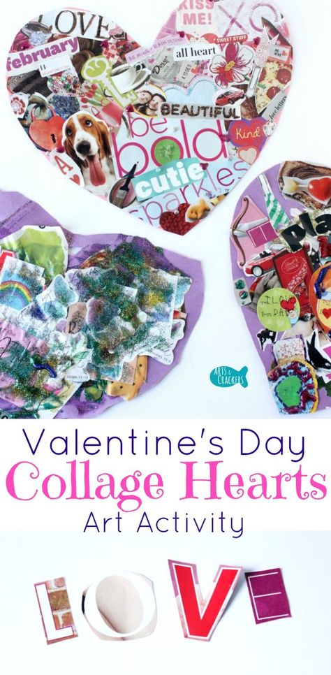 Valentine's Day Collage Hearts are a fun art activity for all ages | Last Minute Valentines | Valentine's Day | Collage | Collage Art | Art for Kids | Art Activity | Valentine's Day Art | Valentine's Day for Teens | Heart Collage | Love | Art Class | Vale Craft Projects For Teens, Projects For Seniors, Freedom Crochet, Valentine Art Projects, Art Projects For Teens, Valentine's Day Crafts For Kids, Valentine Crafts For Kids, Magazine Collage, Easy Art Projects