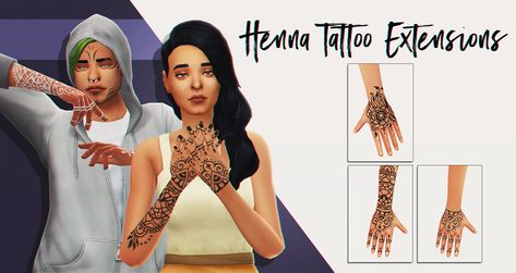 I really liked the henna tattoos, that came with the last patch, but they definetely lacked a black swatch. Now, I have made black swatches and several other additions: • Each of the two henna tattoos... Indian Sims 4, Sims 4 Henna, Hand Henna Tattoos, Henna Arm Tattoo, Pretty Sims, Henne Tattoo, Sims 4 Tattoos, Cc Sims4, Indian Henna