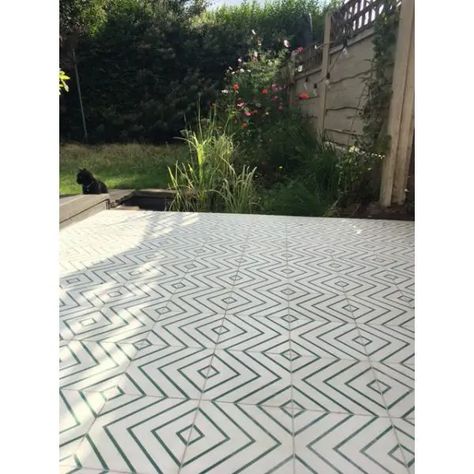 Patterned Outdoor Tiles Patio, Porch Tiles, Outdoor Patterned Tiles, Terracotta Tiles Outdoor, Cement Tiles Outdoor, Outside Tiles, Outdoor Tile Patio, Tiles Uk, Porch Tile