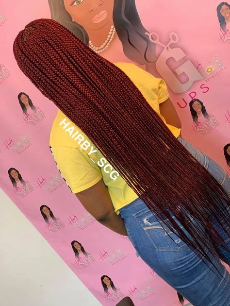 Box Braids Parts, Happy Playlist, Burgundy Box Braids, Box Braids Men, Box Braids Bob, Triangle Box Braids, Colorful Box, Small Box Braids, Fire Hair