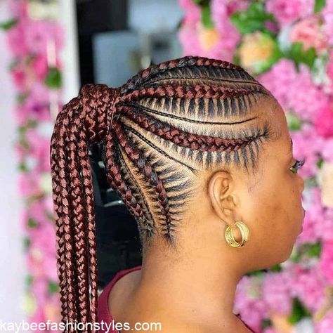 Suku Hairstyles With Attachments, Suku Hairstyles, Corn Roll All Back Styles, Shuku Styles, Shuku Braids, Shuku Hairstyle, Latest Braid Styles, Baby Hairstyle, Feed In Braids Ponytail