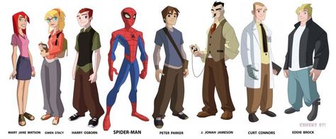 Animation Wednesday: The Spectacular Spider-Man « Gentlemen, Behold!! Spider Man Characters, Spectacular Spiderman, Spiderman Fanart, Spiderman Characters, Last Unicorn, Character Model Sheet, Spectacular Spider Man, Model Sheet, Ultimate Spiderman