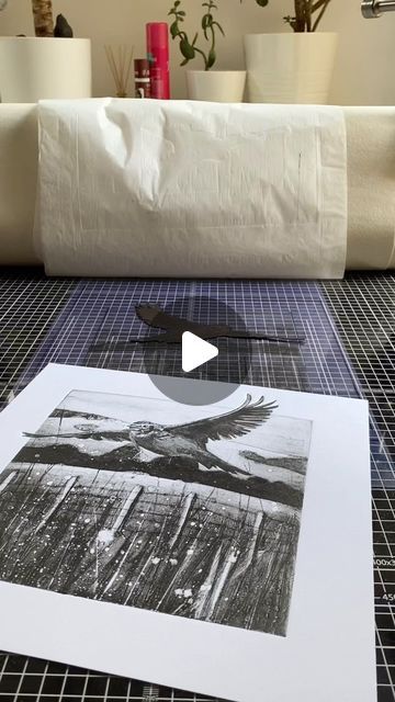 Jenny Mccabe on Instagram: "a building up the layers. -Printing a collagraph background and a copper etched bird as the second layer. This is a skylark flying over fields on a hot summers day!    #etching #copperplateetching  #artwork #printmakersofinstagram #printmaker #print #jennymccabe #intaglio #handprinted #handmade #birdart #ukprintmakers #artist #artstudio#printstagram #artistsoninstagram #printmaking #womenprintmakers  #womenartistsofinstagram #collagraph" Jenny Mccabe, Collagraph Printmaking, Skylark, Bird Art, Art Studio, Printmaking, Etching, Instagram A, Two By Two