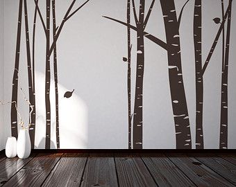 Tree Wall Painting, Birch Tree Wall Decal, Birch Tree Forest, Tree Cut Out, Sunday School Rooms, Tree Cut, Tree Branch Wall, Bird Wall Decals, Branch Art