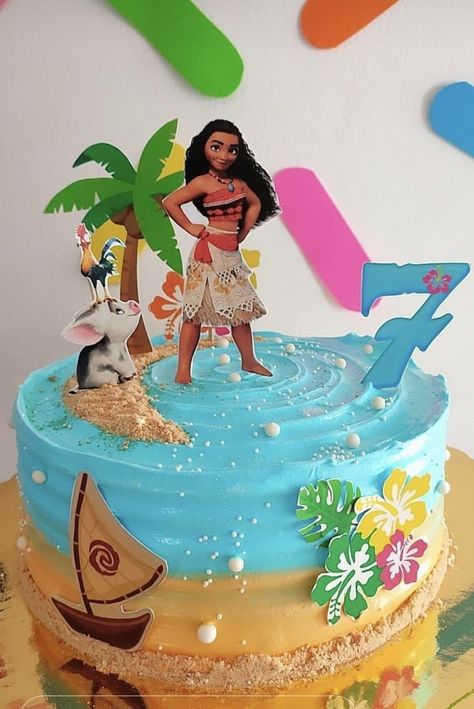 Mohana Cake, Moana Cake Design, Moana Theme Cake, Moana Birthday Party Cake, Kendall Birthday, Moana Birthday Cake, Moana Theme Birthday, Happy Birthday Banner Printable, Bolo Moana