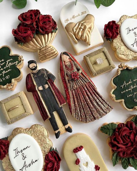 Wedding Food Menu, Bridal Cookies, Wedding Cake Cookies, Hindu Wedding Ceremony, Indian Theme, Iced Biscuits, Desi Wedding Decor, Cookie Business, Henna Party