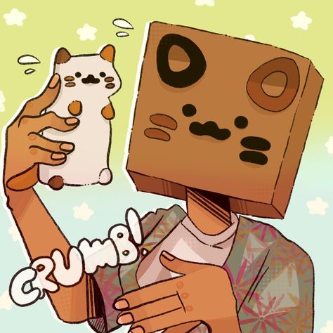 Cup Toast Crumb Fanart, Crumb Toast Fanart, Crumb Box Head, Box Head Character, Crumb Cuptoast Pfp, Crumb Cuptoast, Cat In Cardboard Box Drawing, Boxing Halloween Costume, You Are An Inspiration